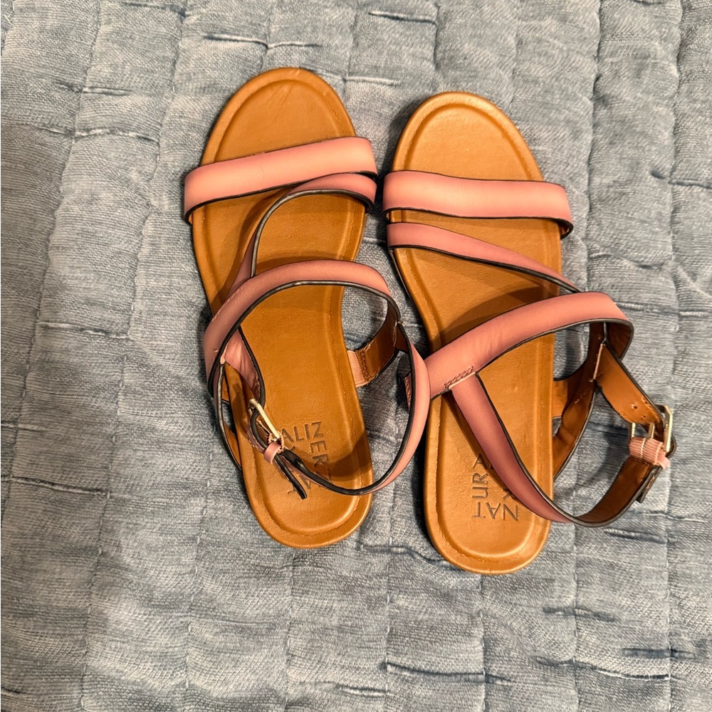 Naturalizer Pink and Tan Women's Sandals